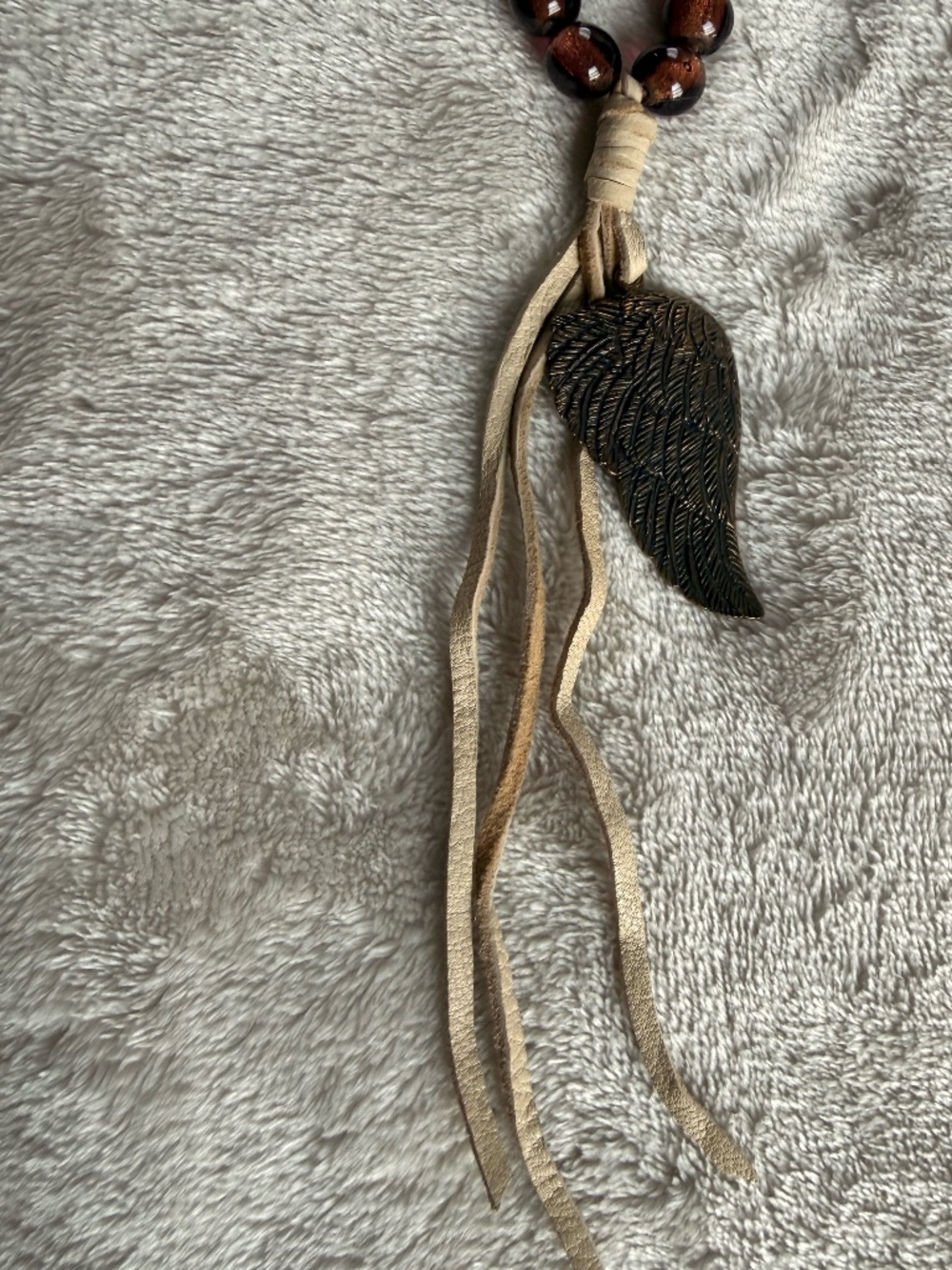 Paula Carvalho Beaded Necklace with Angel Wing Pendant - Picture 5 of 7